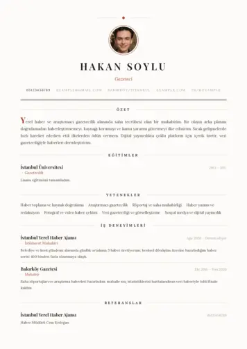 Gazeteci CV Örnekleri cv indir